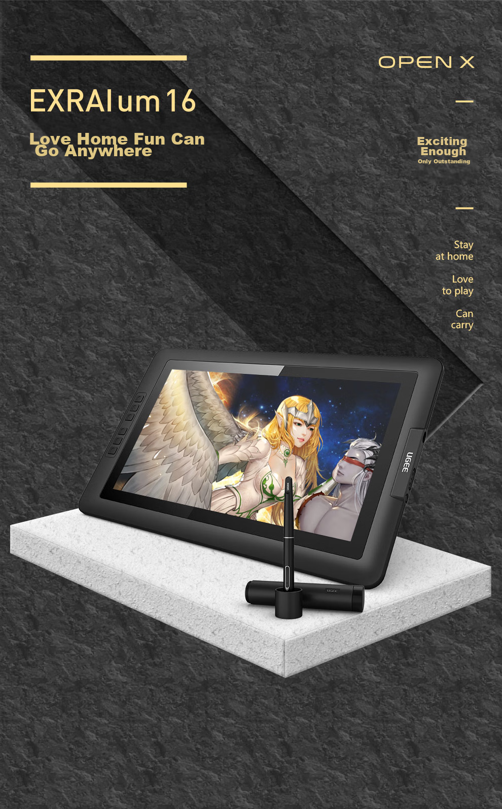 UGEE Digital Drawing Tablet, 16K Pressure Sensitivity, Handheld Graphics Pad, Writing Tablet for Computer, Online Class Writing Pad, Drawing Board, Electronic Drawing Pad M908 3