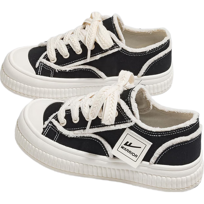 Huili Women's Canvas Shoes, Versatile Wheat Spike Casual Shoes, Student Sports Sneakers, F249BR, Black/beige, Size 37