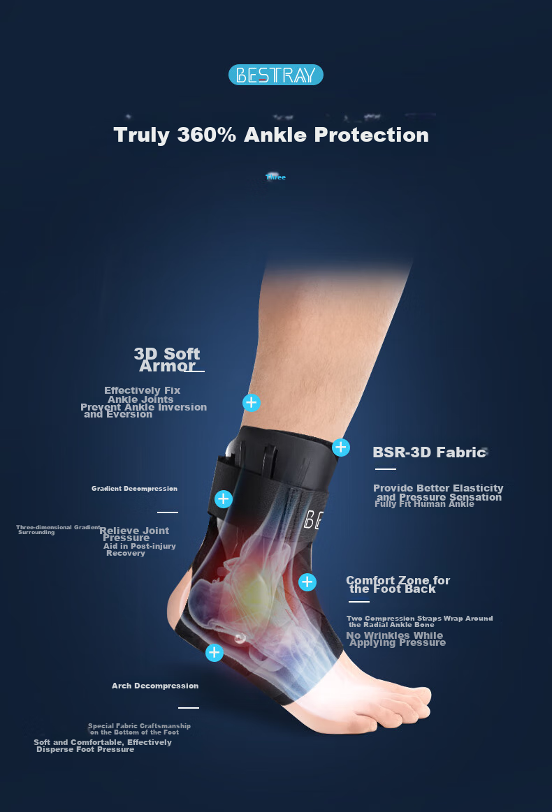 Bestray 3D Sports Ankle Brace, Basketball Anti-Sprain Foot Protector, Ankle Recovery Support, Ankle Joint Protection Sleeve 3