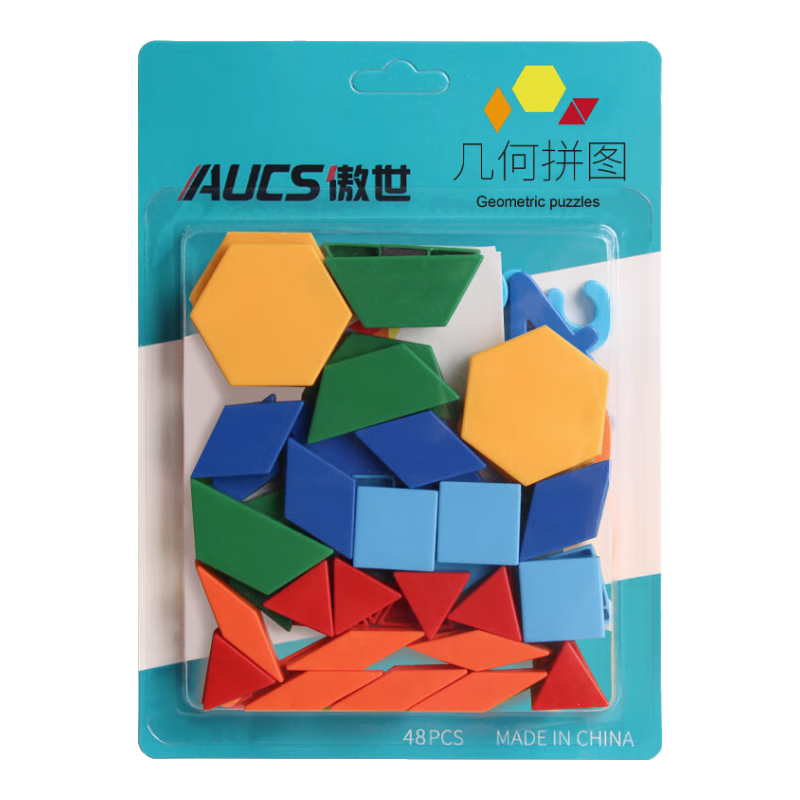 AUCS Geometric Puzzle Stickers, Polygons, Whiteboard Magnets, Colored Teaching Pieces for Home Use, Triangles, Quadrilaterals, Rhombuses, Elementary School Students, Kindergarten Educational Magnetic Pins And Clips, Magnetic Force Stickers, 48 Pieces