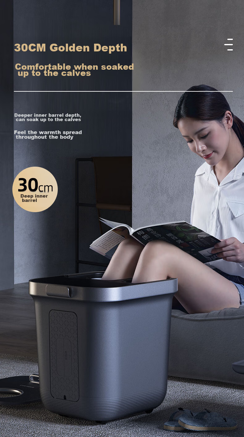 KASJ [Mid-Autumn Festival Gift] Antibacterial Foot Soaking Bucket, Fully Automatic Massage Electric Knee-High Foot Bath Basin, Constant Temperature Foot Therapy, Foot Washing, Gift for Elders, Birthday Z201 Present 4