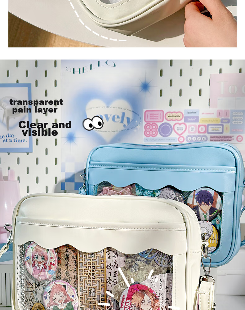 Sannianerban Transparent Pencil Case, Small Capacity, Transparent Pencil Pouch, Pain Bag, Stationery Bag for Female Students, New Niche Pencil Case Design, Anime Style Pencil Holder, Christmas Gift, Blue 7