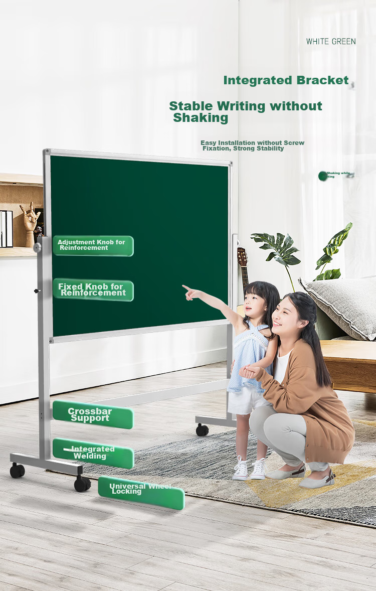 BBNEW 60*90cm Double-Sided Magnetic White And Green Board, Office Teaching Conference Classroom Double-Sided Chalkboard for Home Use, Children's Blackboard, Height Adjustable And Flip-able, NEWV-L6090 4