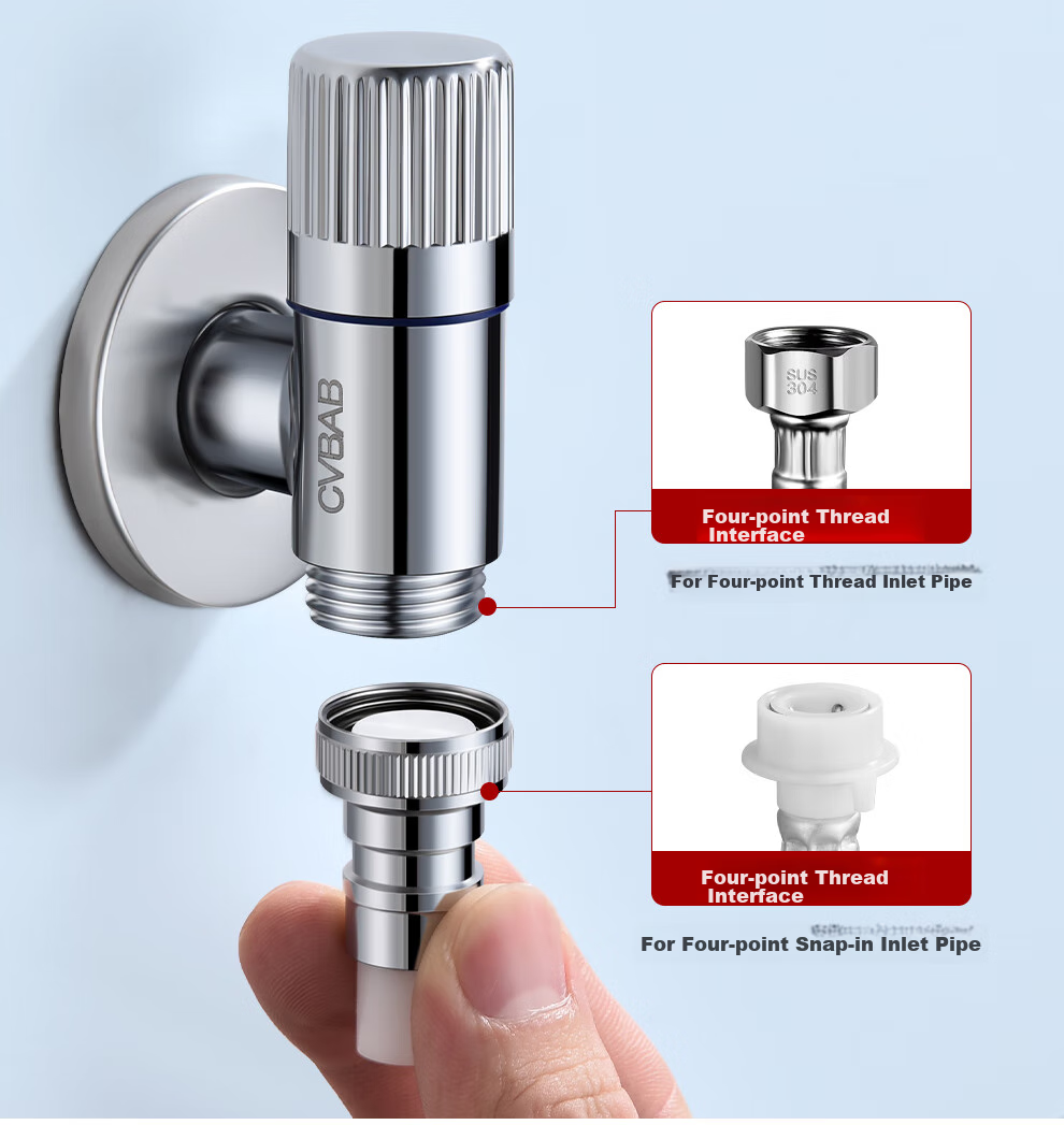 CVBAB Mini Washing Machine Faucet, Automatic Water Stop When Detached, 4-Point Quick-Open Faucet for Bathroom Angle Valve CV1167 12