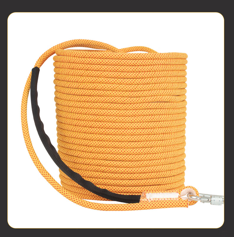 SHANDUAO Safety Rope High Altitude Work Rope National Standard Insurance Rope SD300 Double Hook 10.5mm Yellow 10m 8