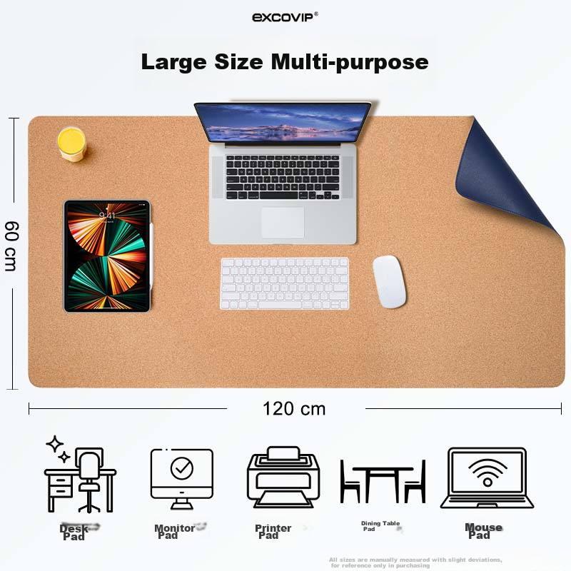 EXCO 1.2-Meter Cork Waterproof Leather Mouse Pad, Extra Large Computer Desk Mat, Leather Table Cover, Oversized Gaming Keyboard Pad, Charm Blue 9779 10