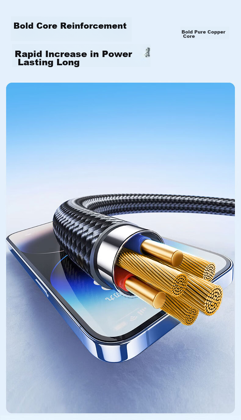 CangHua Three-In Charging Cable, 2 Meters, 6A Fast Charge 100W, Multi-Head 88W, Compatible with Apple Type-C, Android IPhone 18/17/16, Huawei, Xiaomi Phones 9