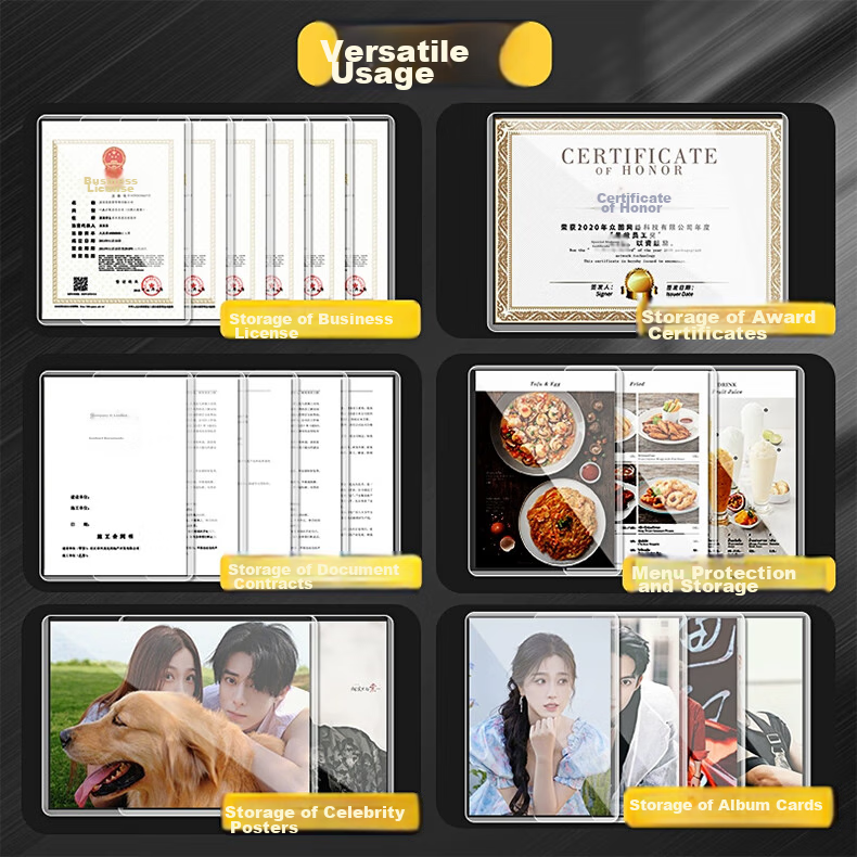 Oumai Transparent Hard Plastic Sleeve Card Holder Document Protector License Display Frame PVC Hard Plastic Material Protective Sleeve Card Kshi A4 Transparent Hard Plastic Sleeve 5-Pack (Thickened Version) 1