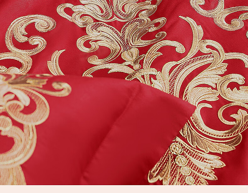 Shuixingjiafang Wedding Bedding Set of Six Pieces, 100% Cotton, Red, Wedding Bed Sheet And Duvet Cover, New Wedding Gift, European Embroidery Style, for 1.8m Bed 11