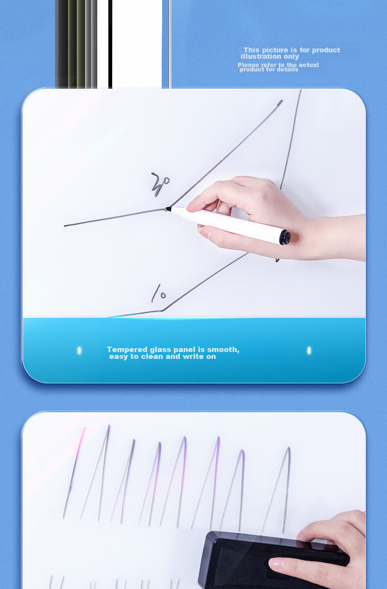 Deli Glass Whiteboard, 200*100cm Hanging Board, Magnetic Tempered Hanging Board, Glass Whiteboard, Office Home Meeting Writing Board Blackboard, Whiteboard 8741 10