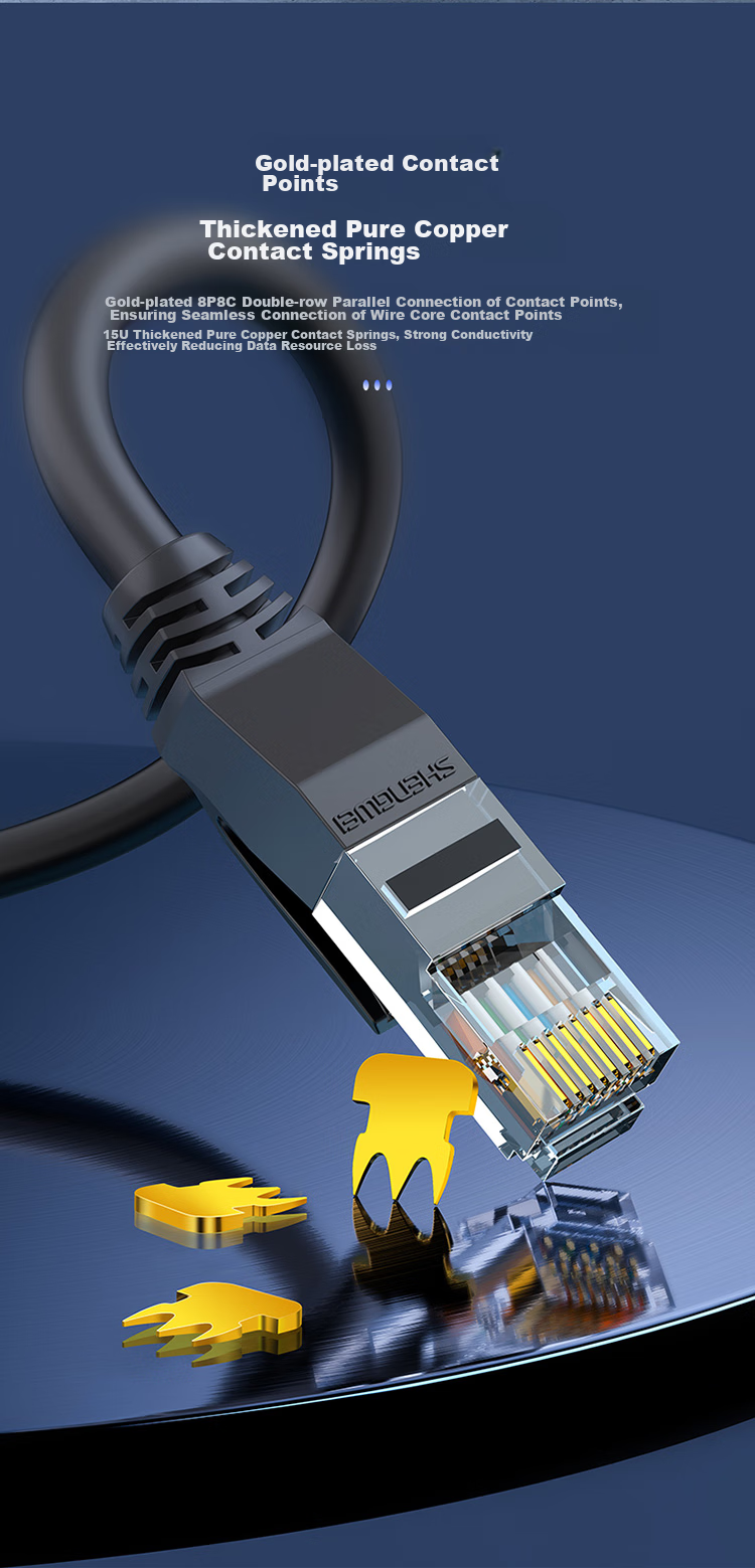 Shengwei Cat6 Gigabit Ethernet Cable, Pure Copper, 2 Meters, Unshielded Eight-Core Twisted Pair for Computer Broadband And Home Surveillance Connection, Pre-Made Patch Cord LC-6020G 8
