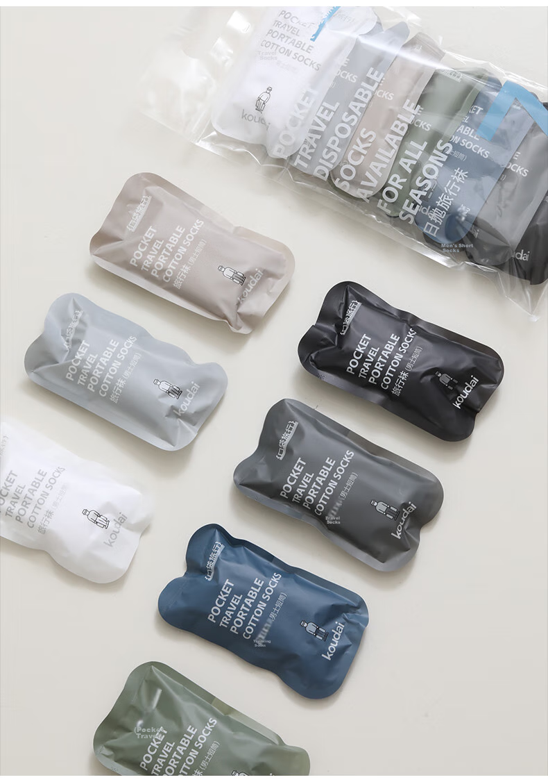 HINCLOUD Disposable Socks for Travel And Business Trips, Sweat-Absorbing Breathable No-Wash Daily Disposable Children's Colorful Short Socks, Pack of 7 Pairs 7