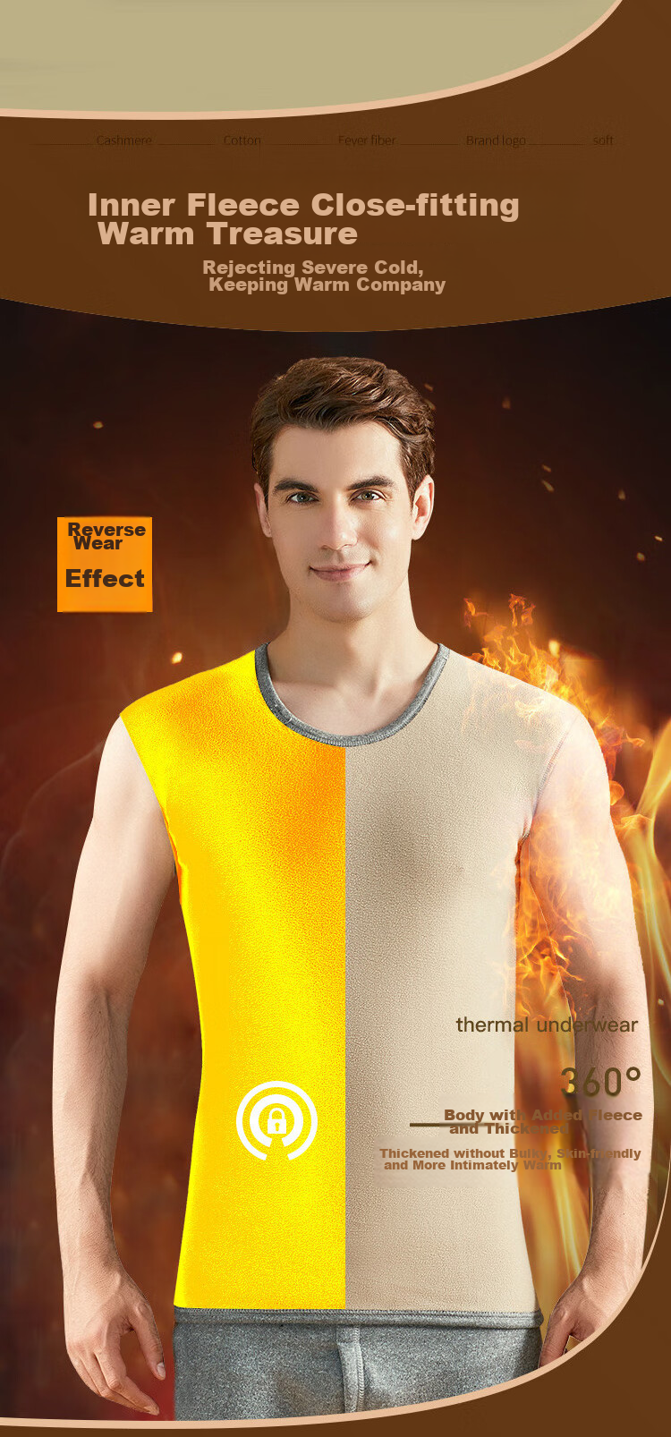 LangSha Thermal Vest for Men, Autumn And Winter, Lambswool Fleece-Lined, Thickened, Slim-Fit, Inner Wear, Cold-Proof, Autumn And Winter Base Layer for Me 4