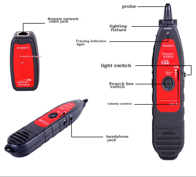 Jingmingshu NF-8200 Cable Tester, Wire Tracker, Line Finder, Cable Locator, Network Tester, Cable Tracer, Line Tracker, Military Line Finder 11