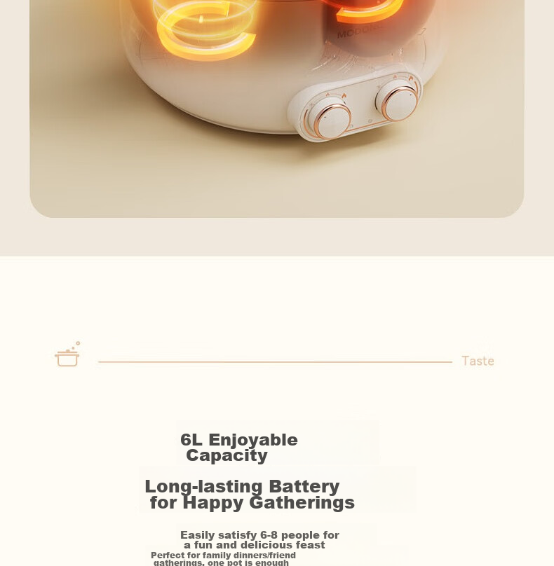 Modong [Douyin Popular Trend] Dual-Sided Electric Hot Pot Heating Pot for Home Multi-Purpose Cooking, 6L Non-Stick Pot with Independent Temperature Control for Each Side MD-HGE06 9