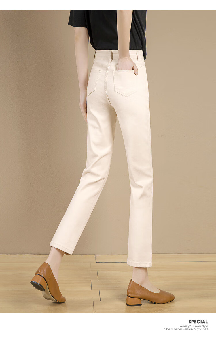 Cypress High-Waist Cropped Jeans 2026 Spring Summer New Korean Slim Straight Denim Pants for Women 9