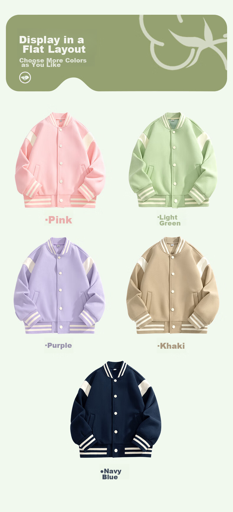 Baleno Girls' Spring And Autumn Outfit, 2026 Style, Older Girls' Color-Block Baseball Jacket, Children's Casual Pants Set, Two-Piece Suit 6