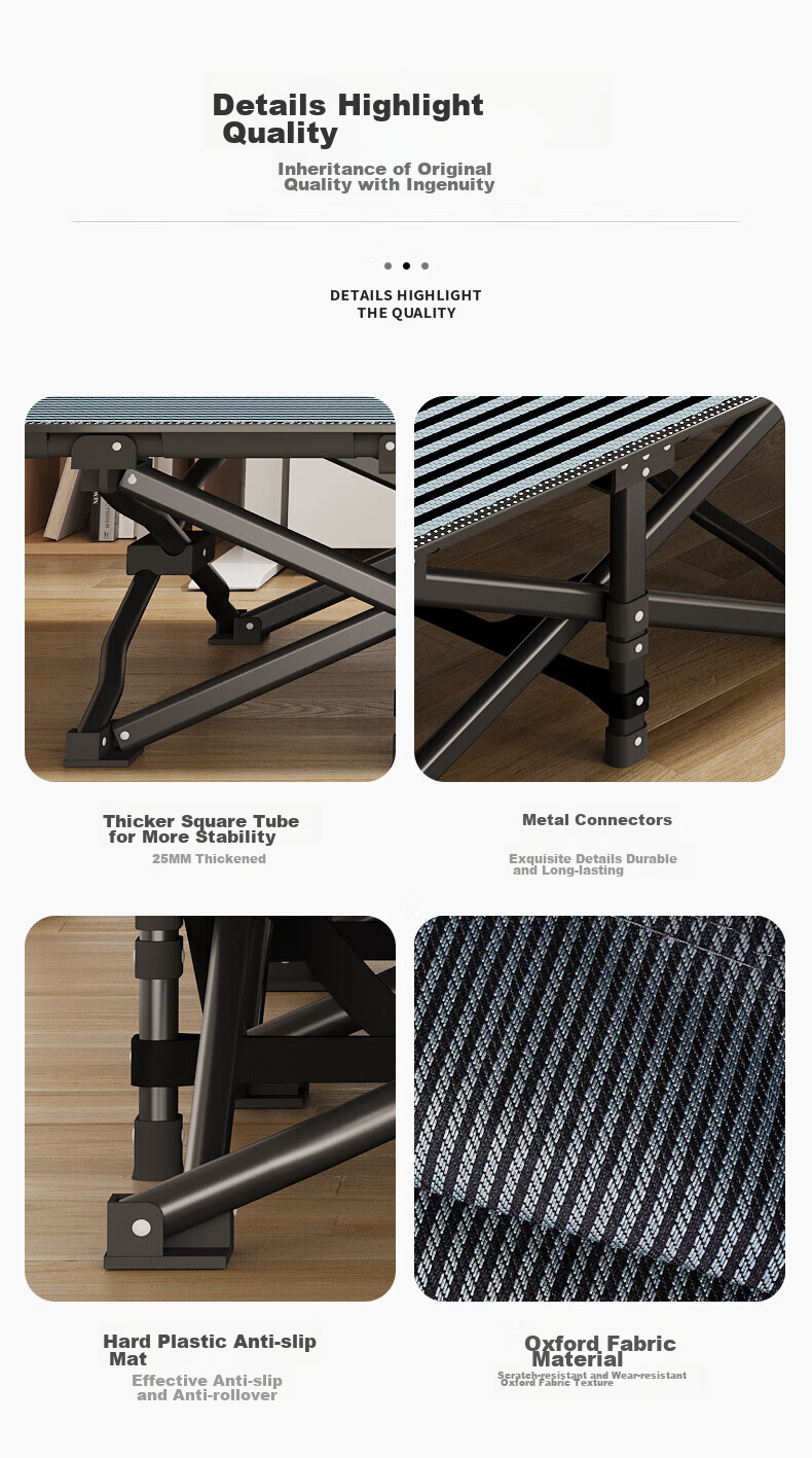 Nanjiren Folding Bed, Single Bed, Office Nap Bed, Hospital Accompanying Bed, Portable Lounge Chair, Outdoor Camping Bed 10