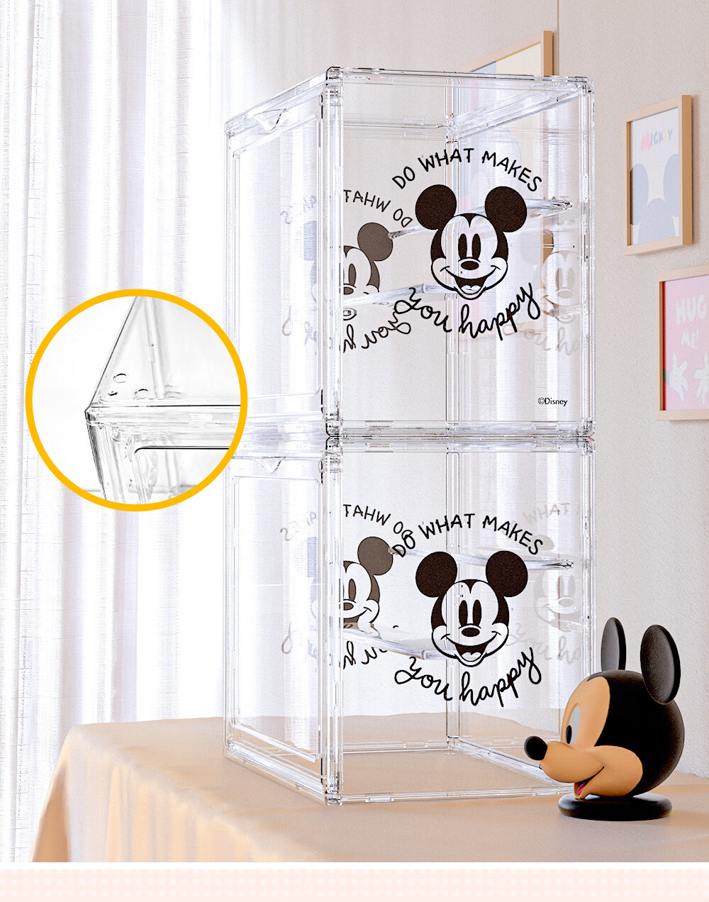 QDZX Storage Box, Dorm Desk Organizer for Phone Cases, Cosmetics, Socks, Bedside, Wardrobe Drawer, Mickey Mouse Storage Container 5
