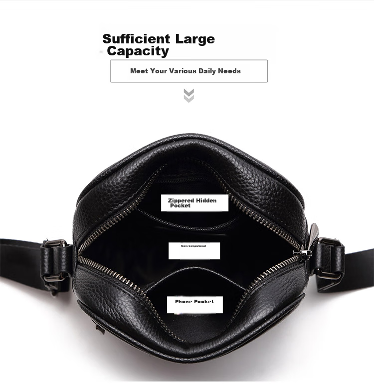 CROCODILE Trendy Fashion Shoulder Bag for Men, Top-Grain Leather Casual Simple Crossbody Bag 12932 Gift for Boyfriend 9