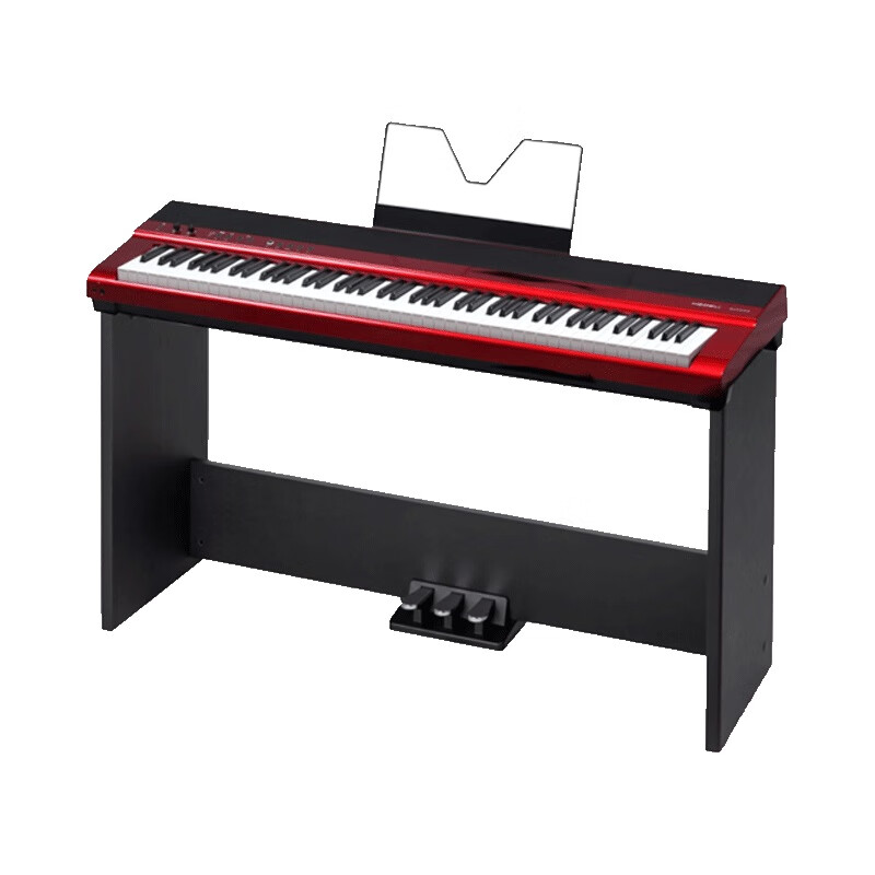 MEDELI SAP200 Portable Digital Piano, 88 Weighted Keys, for Beginners And Professionals, Smart Home Use, Red Piano Body with Wooden Stand And Three Pedals