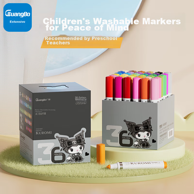 [Lowest Price Online] GuangBo (GuangBo) Marker Set 36 Colors Sanrio Co-Branded Washable Children's Watercolor Pens Drawing Pens Watercolor Painting Kit Kindergarten Student Colored Pens Gift KT84114