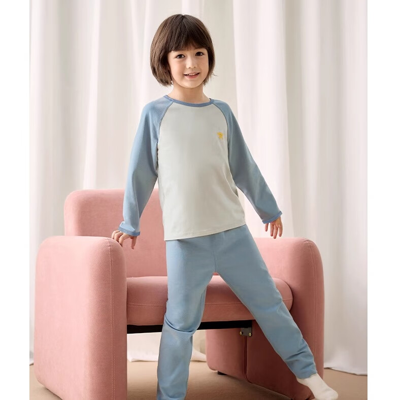 Niduoxiong Winter Baby High-Waist Waist Protection Underwear Set, Children's Pajamas, Infant Cotton Breathable Sleepwear, Warm Underwear for Autumn And Winter 25