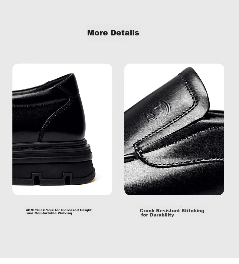 CAMEL Brand Men's Leather Shoes, Business Cowhide Comfortable Soft-Soled Slip-On Wedding Shoes for Men, P13A005030, Black, Size 42 6