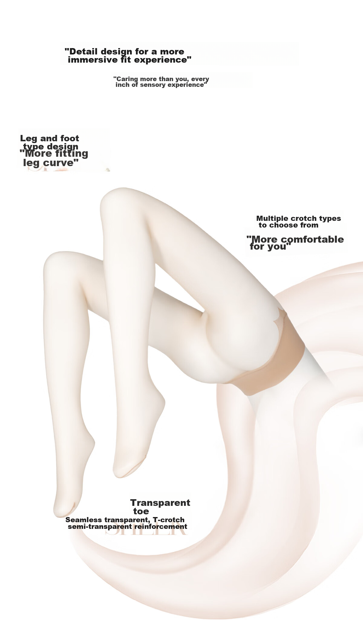 Limerence M [0.01] Mid-Rise Thigh-High Stockings Ultra-Sheer Sexy Transparent Pantyhose Black Seamless Crotch XL Size 7