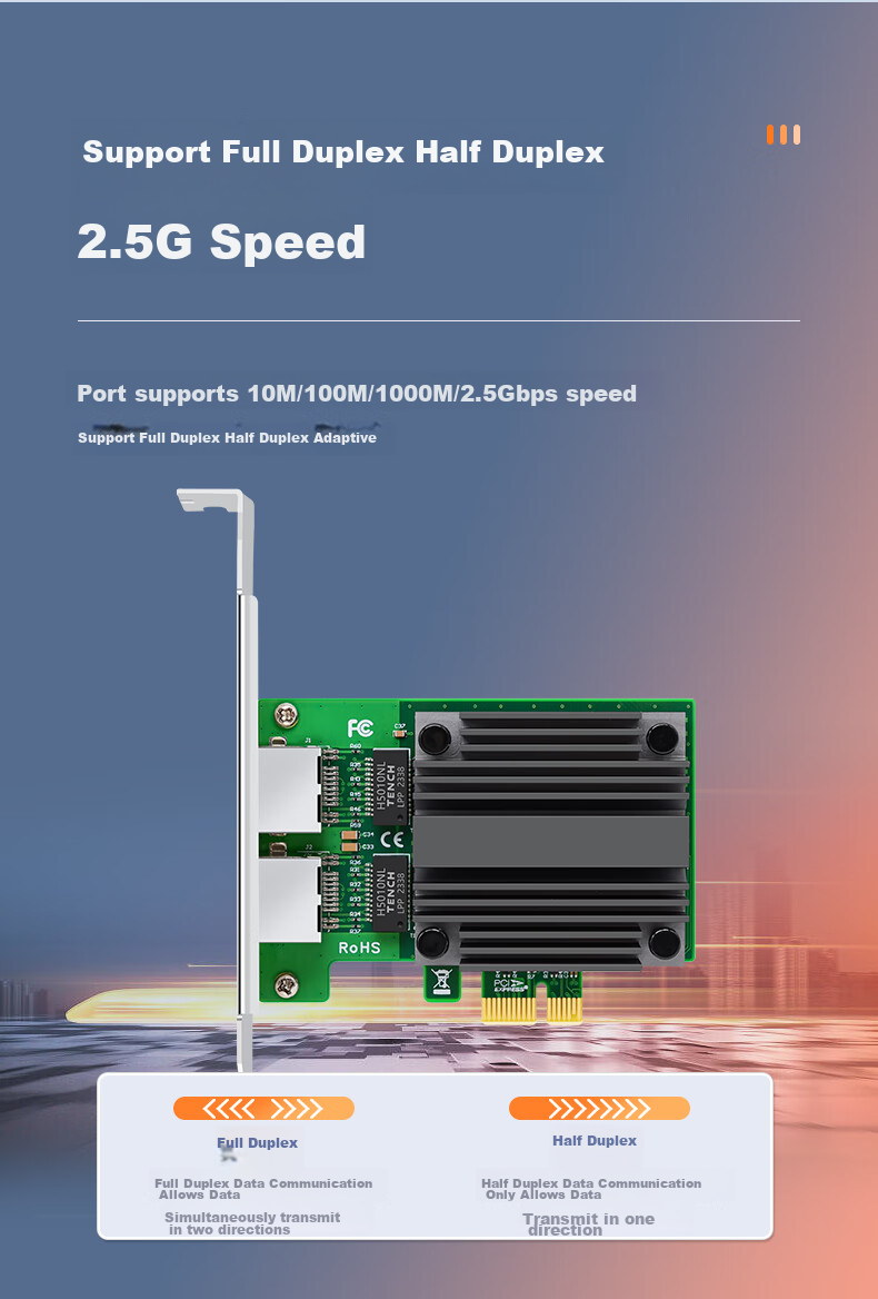 EB-LINK Intel I226 Chip PCIE to Dual 2.5G Server Network Card, 2500M Gigabit Dual-Port Network, Industrial Camera Image Acquisition Machine Visio 8