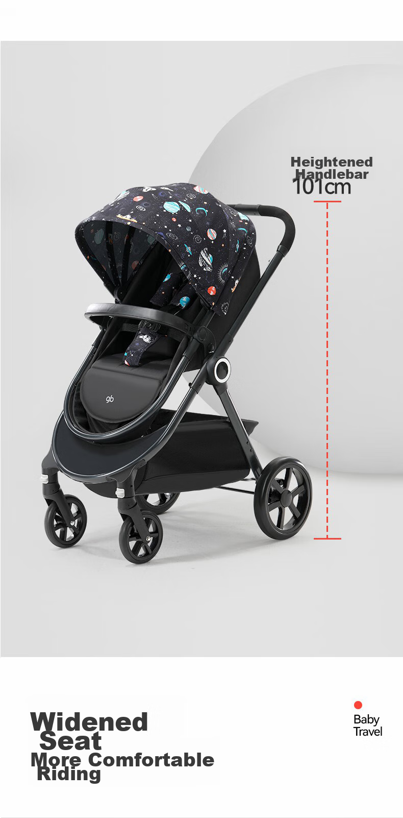 Gb Stroller with Reclining And Sitting Positions, Reversible, High Landscape View, Foldable Baby Carriage GB101 10