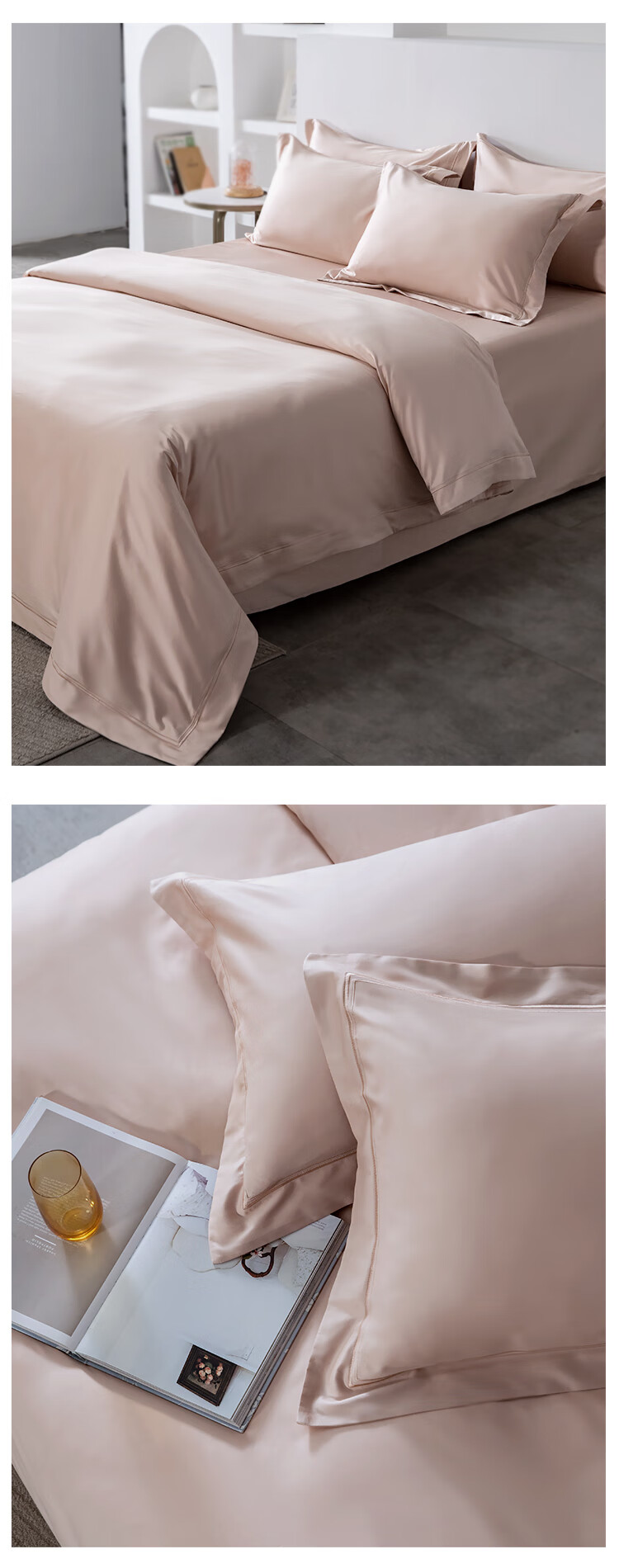 LINPURE 140-Thread Count Long-Staple Cotton 4-Piece Bedding Set City Gray 1.5m Bed 200x230cm 3