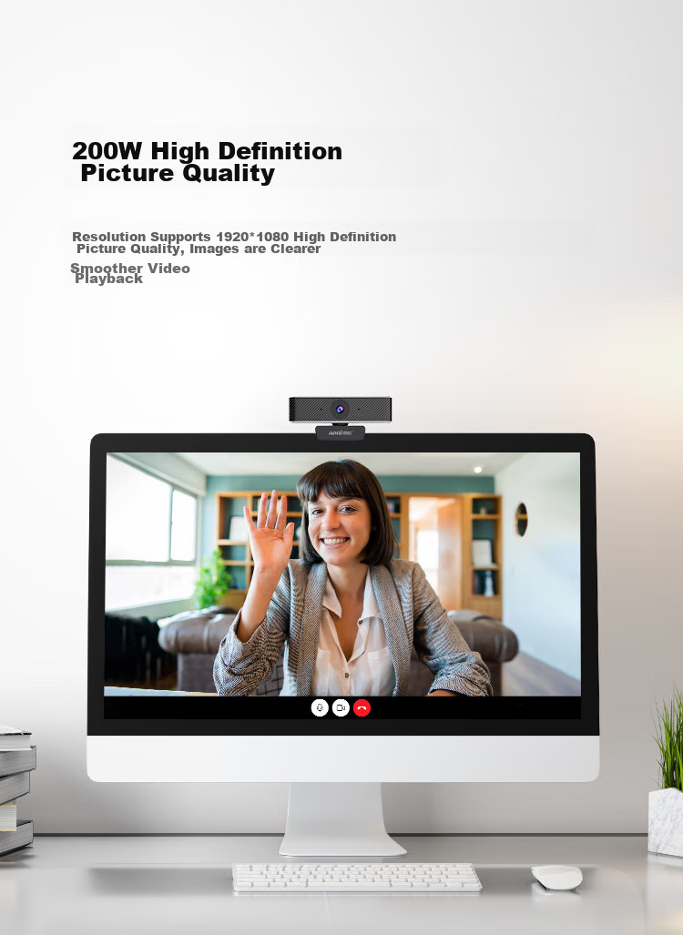 Aoni Computer Webcam, 1080P HD, Fixed Focus Mode, Student Online Class Video HD 1080P with Microphone, Desktop And Laptop USB Plug-And C16 3