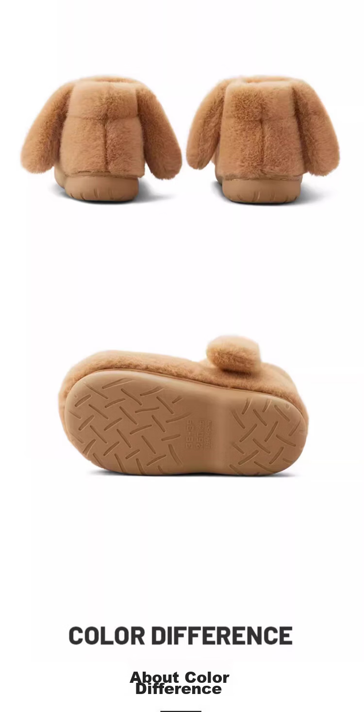 Chikoku Cute Puppy Cotton Shoes for Women, Autumn And Winter Home Non-Slip Cotton Slippers, Heel-Wrapped Warm Couple Plush Cotton Boots for Me 12