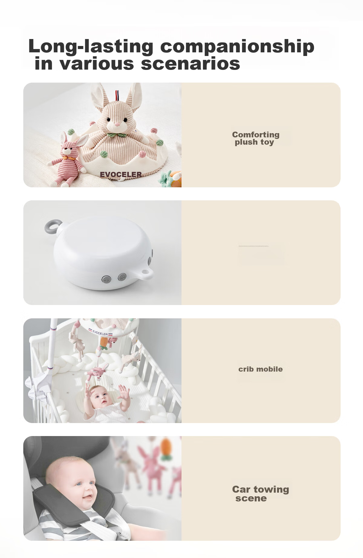 EVOCELER Baby Crib Mobile Toy, Newborn Soothing Aid, Bed Hanging Rattle, 0-1 Year Old, Welcome Gift, Full Moon And First Birthday Present 14