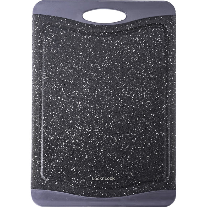 LOCK&LOCK Antibacterial, Mold-Resistant, Non-Slip Double-Sided Plastic Cutting Board for Home Use, Anti-Spill Chopping Board, Rolling Pin, Fruit Cutting Board, Black Medium Size