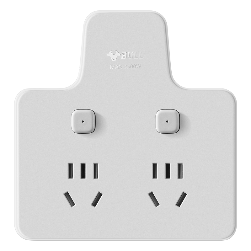 BULL Socket Extender, One-To/One-To Four Sockets/Adapter/Converter/Power Strip/power Board, Suitable for Bedroom And Kitchen, 4 Outlets with Individual Control, Misty White, Z96223