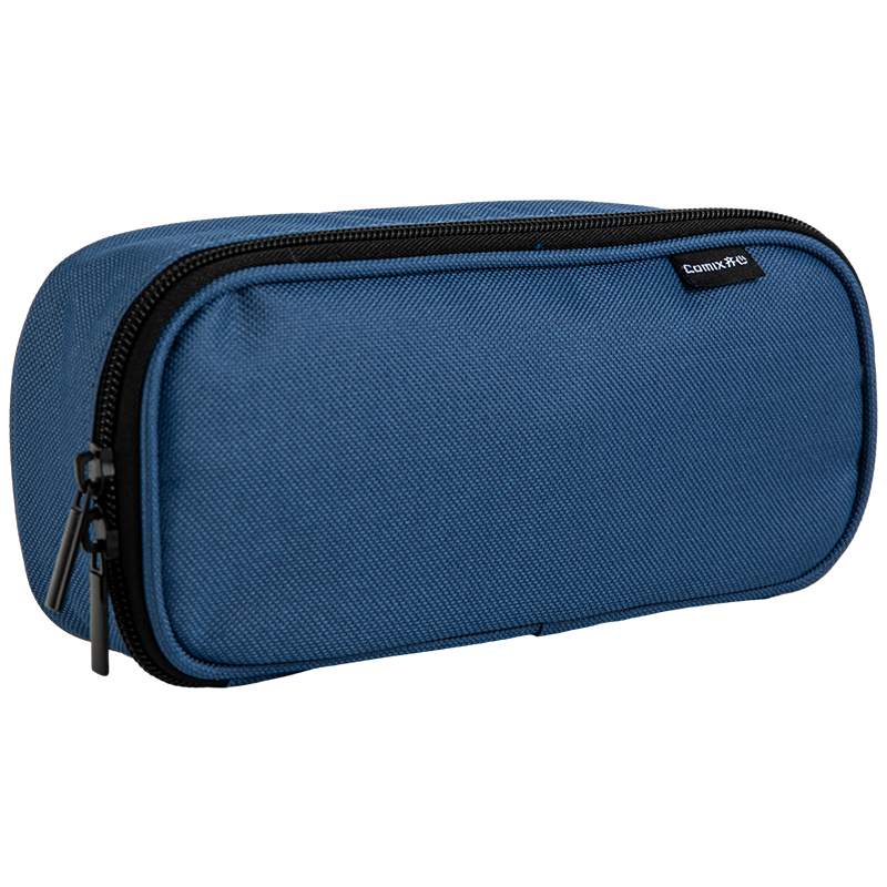 COMIX Large Capacity Pencil Case for Students, Portable Pencil Box for Elementary School Students, Layered Storage Oxford Cloth Wear-Resistant XS-30 Blue