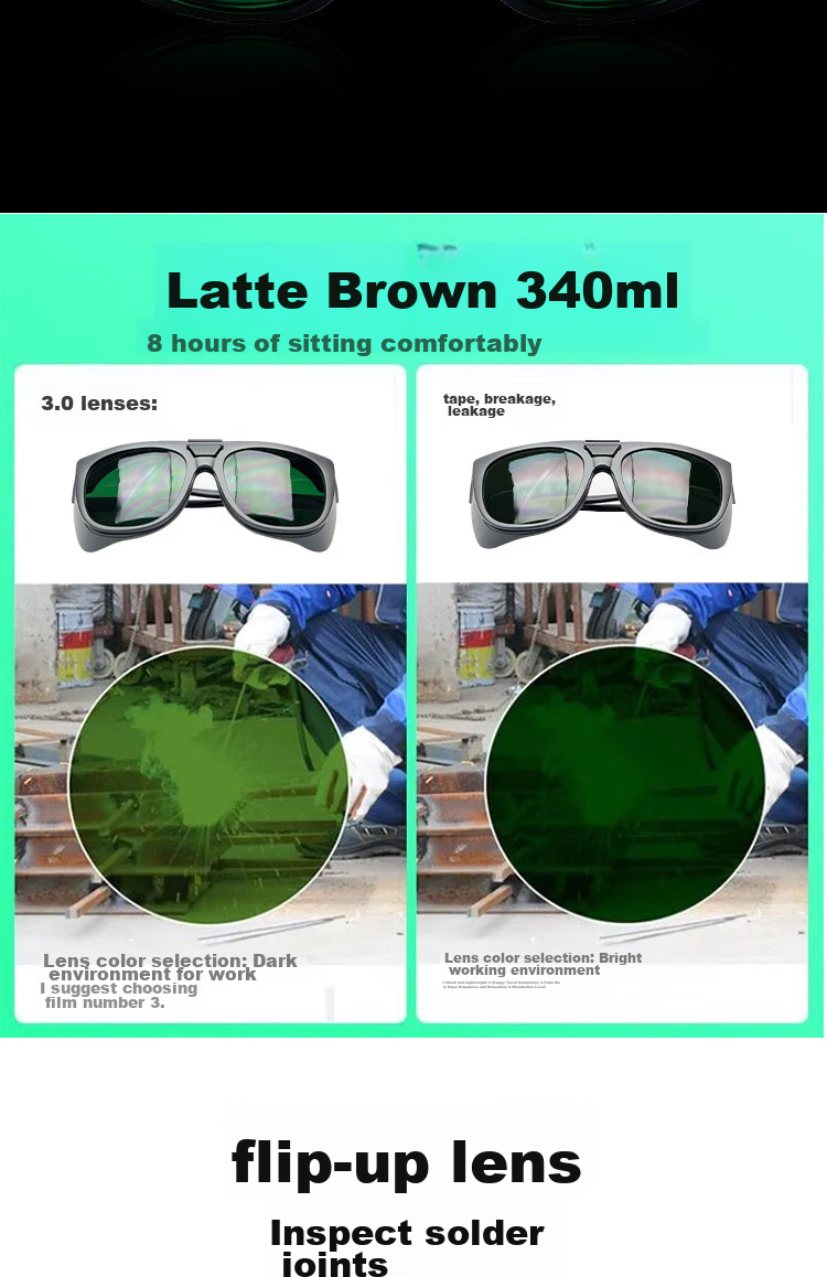 GUANNUODA Flip-Up Welding Goggles, Welder's Sunglasses, Arc Welding Protection Glasses, Anti-Glare Laser Cutting Safety Eyewear 3