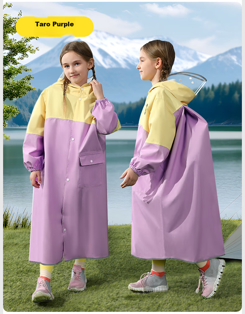 Moremerry Children's Raincoat for Boys And Girls with Backpack Space, Waterproof And Breathable, Stylish Rain Poncho for School, Apple Green, 2XL 24