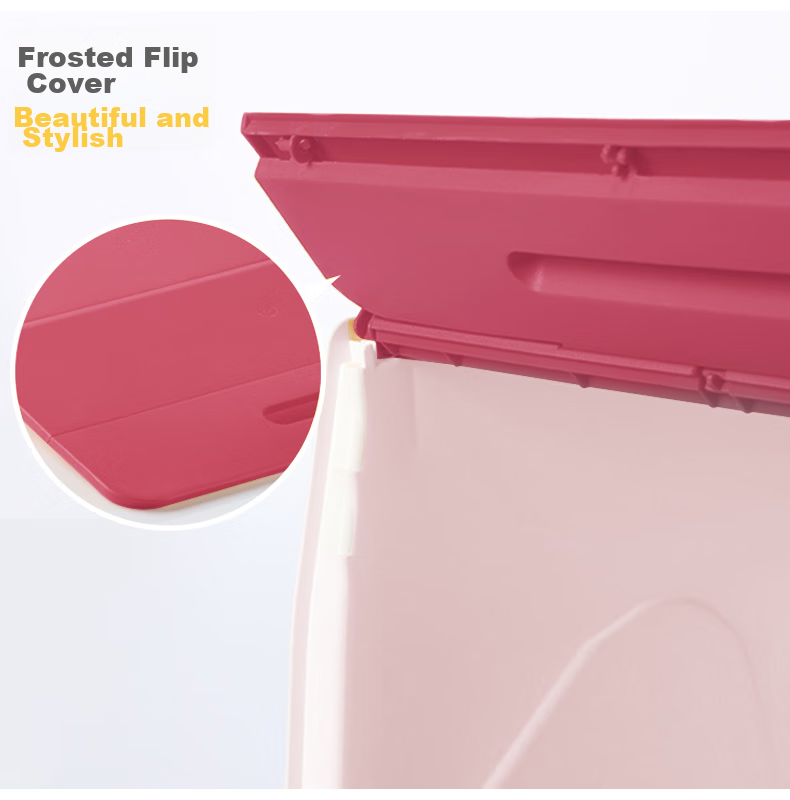 CHAHUA Plastic Storage Box, CHAHUA Clothes And Quilt Organizer Box, 34L with Lid, Flip-Top Design, Red, Pack of 3 4