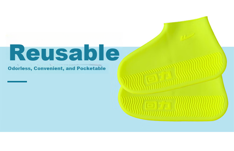 Huili Rain Shoe Covers for Men, Women And Children, Fashionable Thickened Portable Short Waterproof Rain Boots And Shoes 1001 Blue Thickened L 2