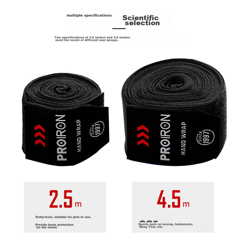 PROIRON Puli'ai Boxing Hand Wraps, Sanda Bandages, Muay Thai Fighting Hand Wraps, 2.5 Meters Black, Two-Pack 7