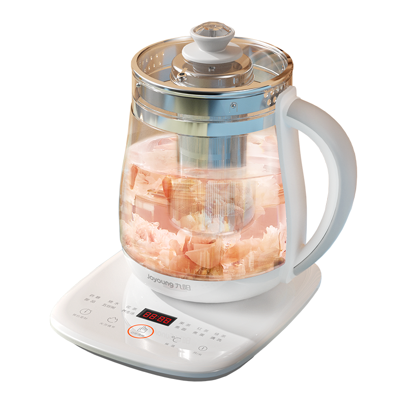 Joyoung 0 Glue Health Pot, Glass Flower Tea Pot with Detachable Tea Basket, Customized 12 Functions, Electric Kettle for Brewing Tea, 1.5L WY155