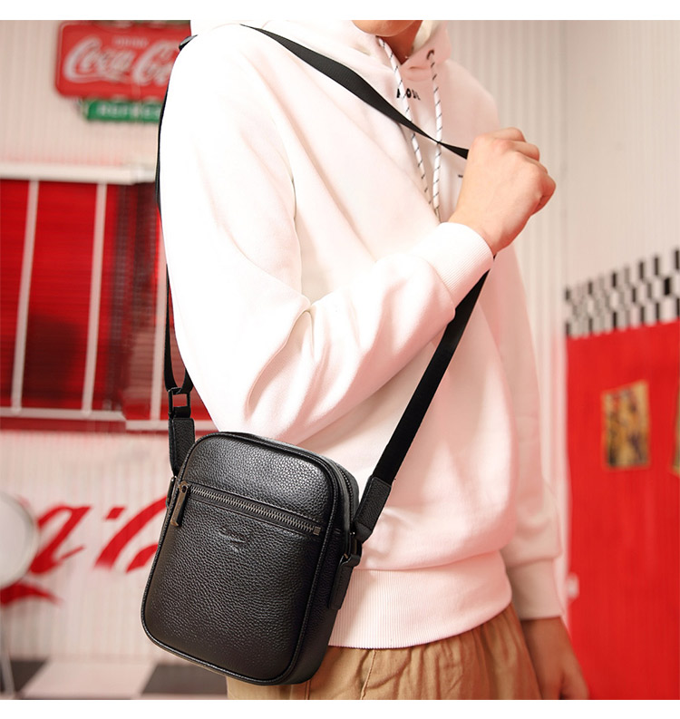 CROCODILE Trendy Fashion Shoulder Bag for Men, Top-Grain Leather Casual Simple Crossbody Bag 12932 Gift for Boyfriend 2