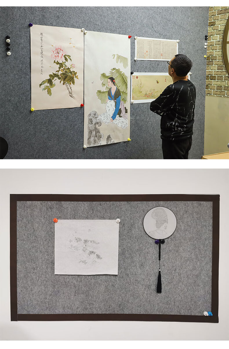 毛毡墙 书画磁性毛毡墙强磁吸磁书画毛毡墙贴宣纸国画书法作品展示