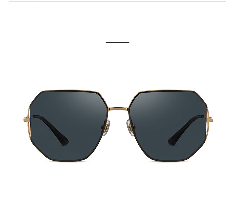 HELEN KELLER Polarized Sunglasses, Avant-Garde Geometric Metal Frame, H2158H01 All-Color Deep Gray + Bright Gold Frame 6