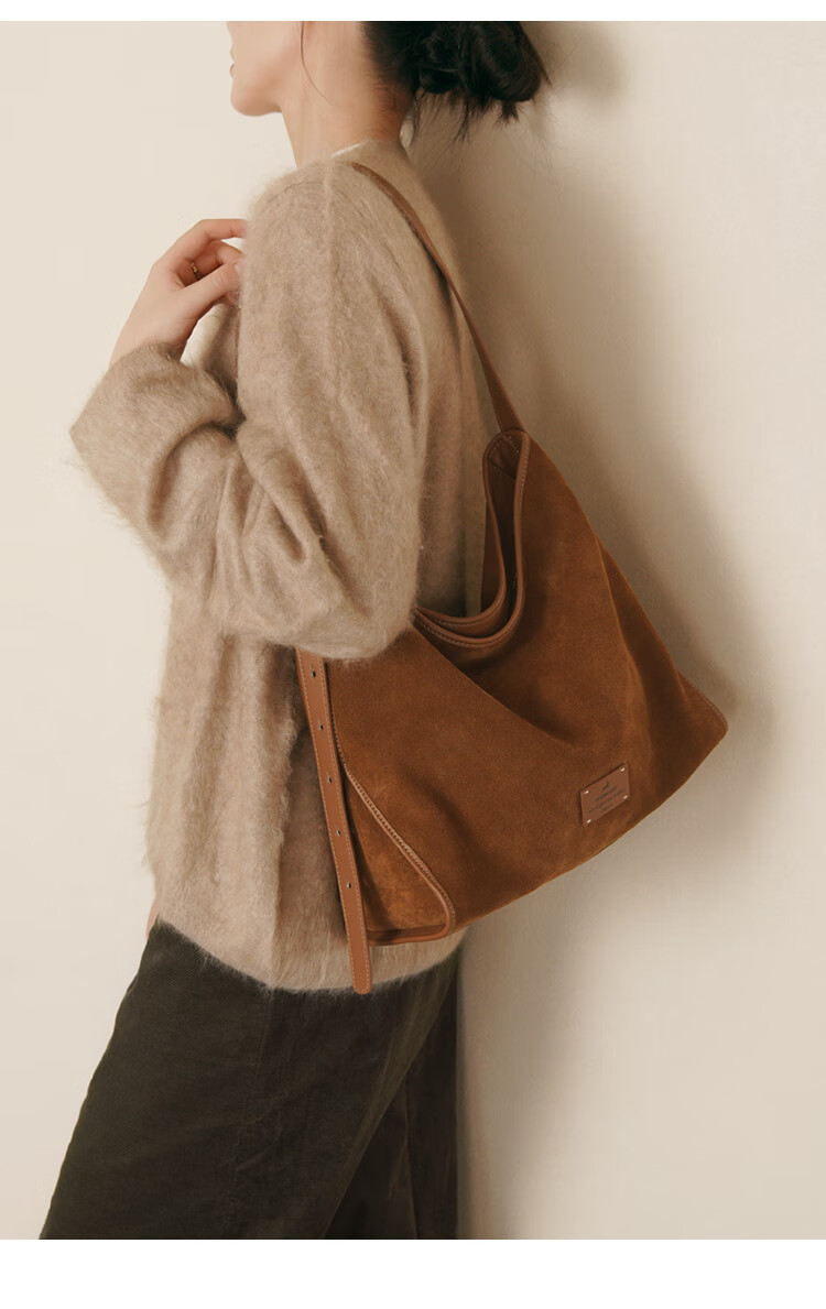 Mood Autumn And Winter Cowhide Hobo Tote Bag for Women, Large Capacity Commuter Underarm Single Shoulder Crossbody Bag, Birthday Gift Versatile Brow 8