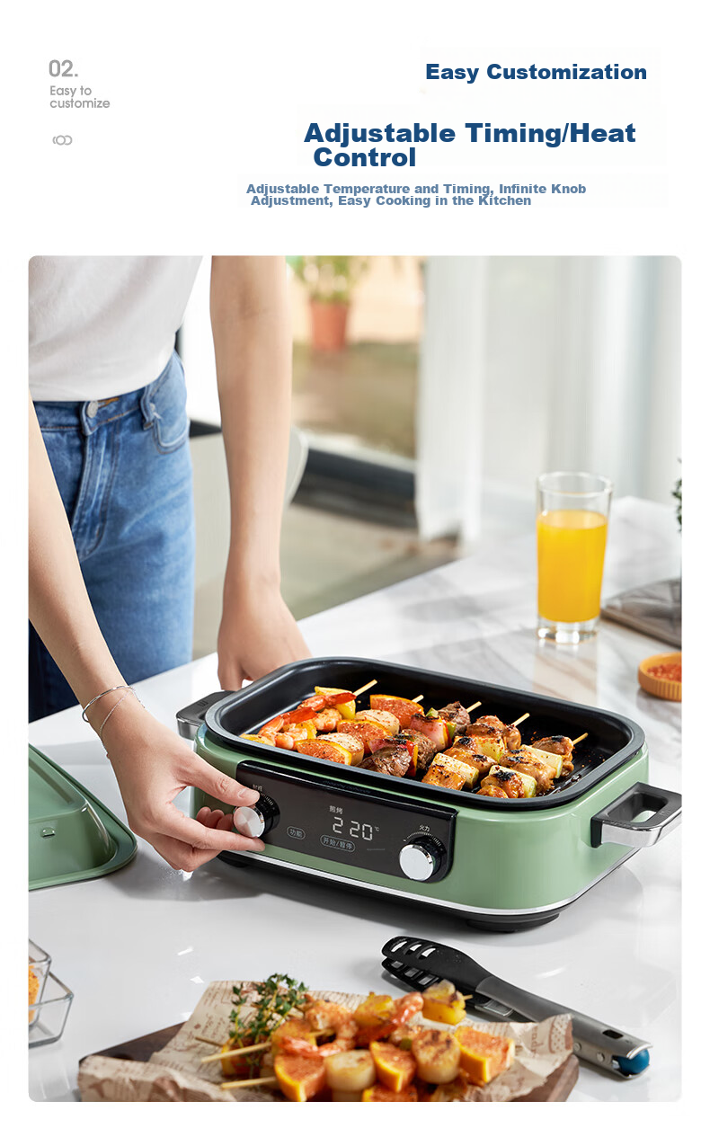Morphyrichards Second Generation Multifunctional Pot, Household Electric Hot Pot, Electric Cooking Pot, Electric Steamer Pot, Hot Pot, 5L Large Capacity, Detachable, Programmable Steaming And Cooking All-In Non-Stick Frying And Baking Cooker MR9099 White 9