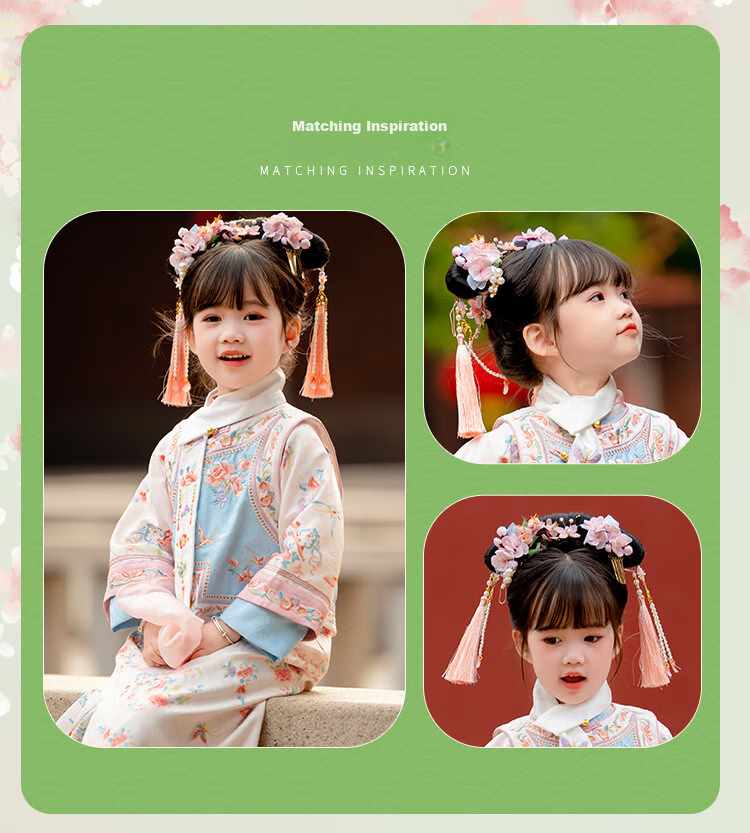Menghu Zhienyi Hanfu Girls' Dress, Spring And Autumn 2026 Qipao, Two-Piece Set for Girls' Outfit, Ancient Costume Performance Wear, Pink, Size 100 4